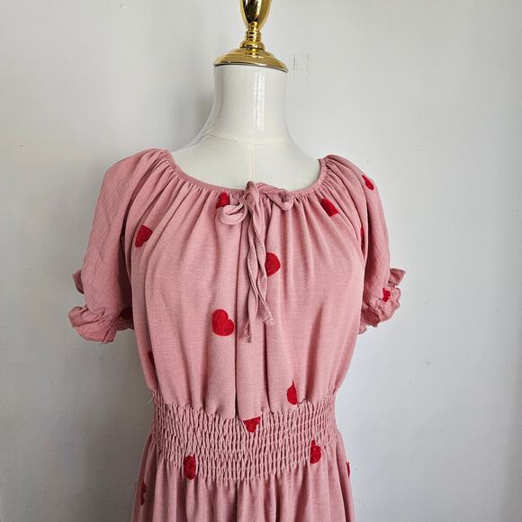 Kindred Petite XL Peasant Maxi Dress Tiered Skirt Puff Sleeve - Picture 2 of 6